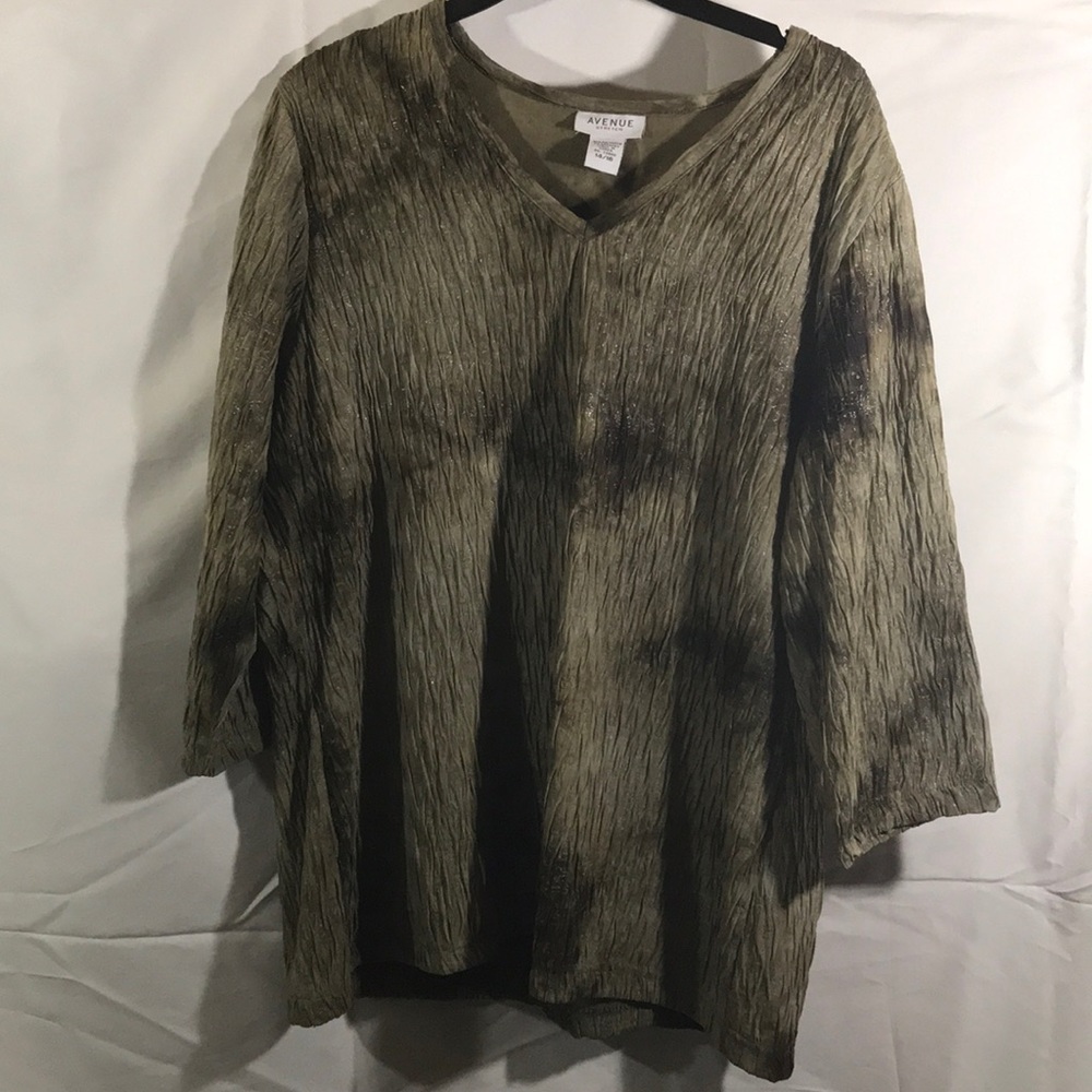 AVENUE STRETCH brown dark brown pullover top 14/16